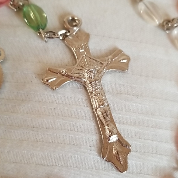 Multi Color Silver Rosary Beads Catholic - Picture 2 of 6